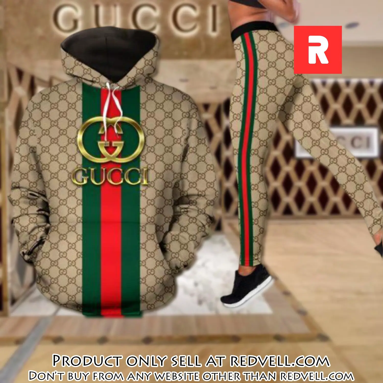 Gucci stripe hoodie legging set luxury for women vv5 rv4431117